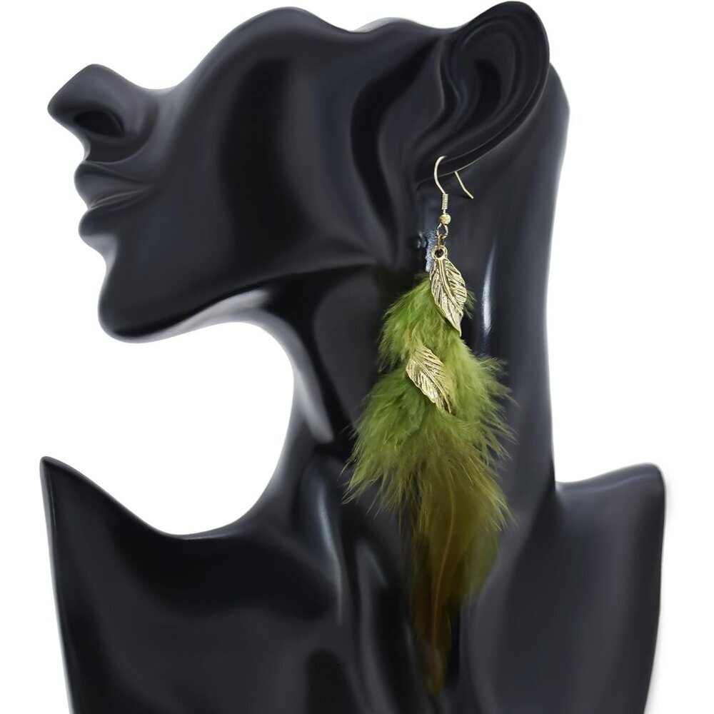 Artisan Craft Feather Earrings - Lavish Multicolor Dangles for All Occasions - Picture 2 of 4